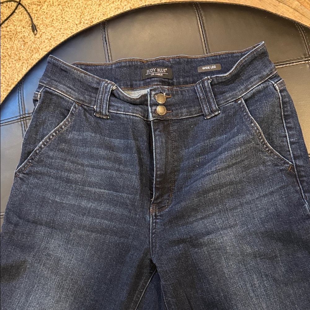 Judy Blue Women's Deep Indigo Wide Leg Jeans